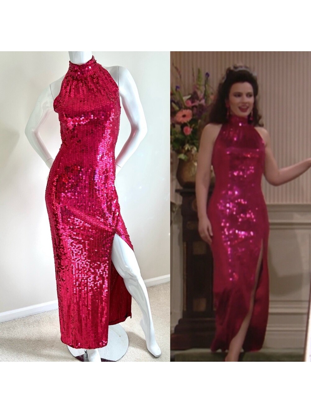 ASO Fran Fine The Nanny Rare Vintage Nightline Sequin Gown Size 4